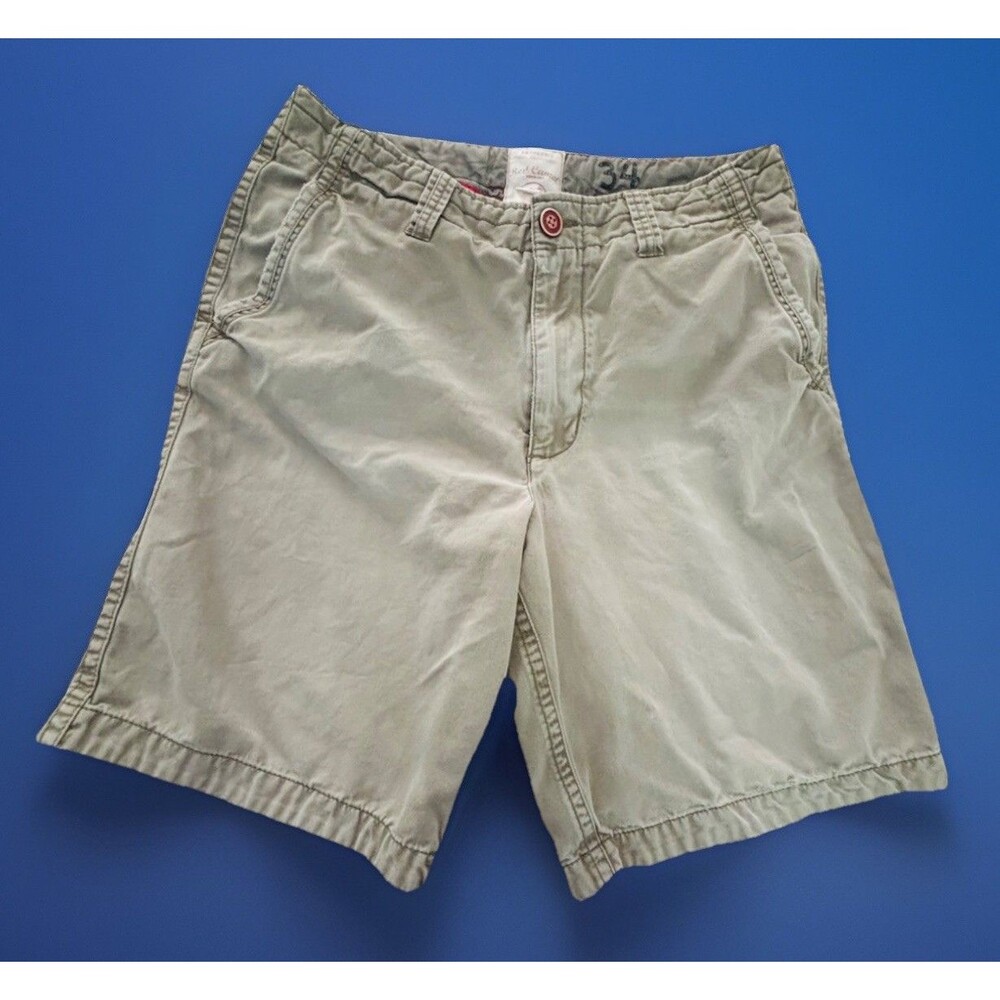 Red Camel Shorts Mens 34 Khaki Cargo Chino Casual Cotton Front Spots 10”